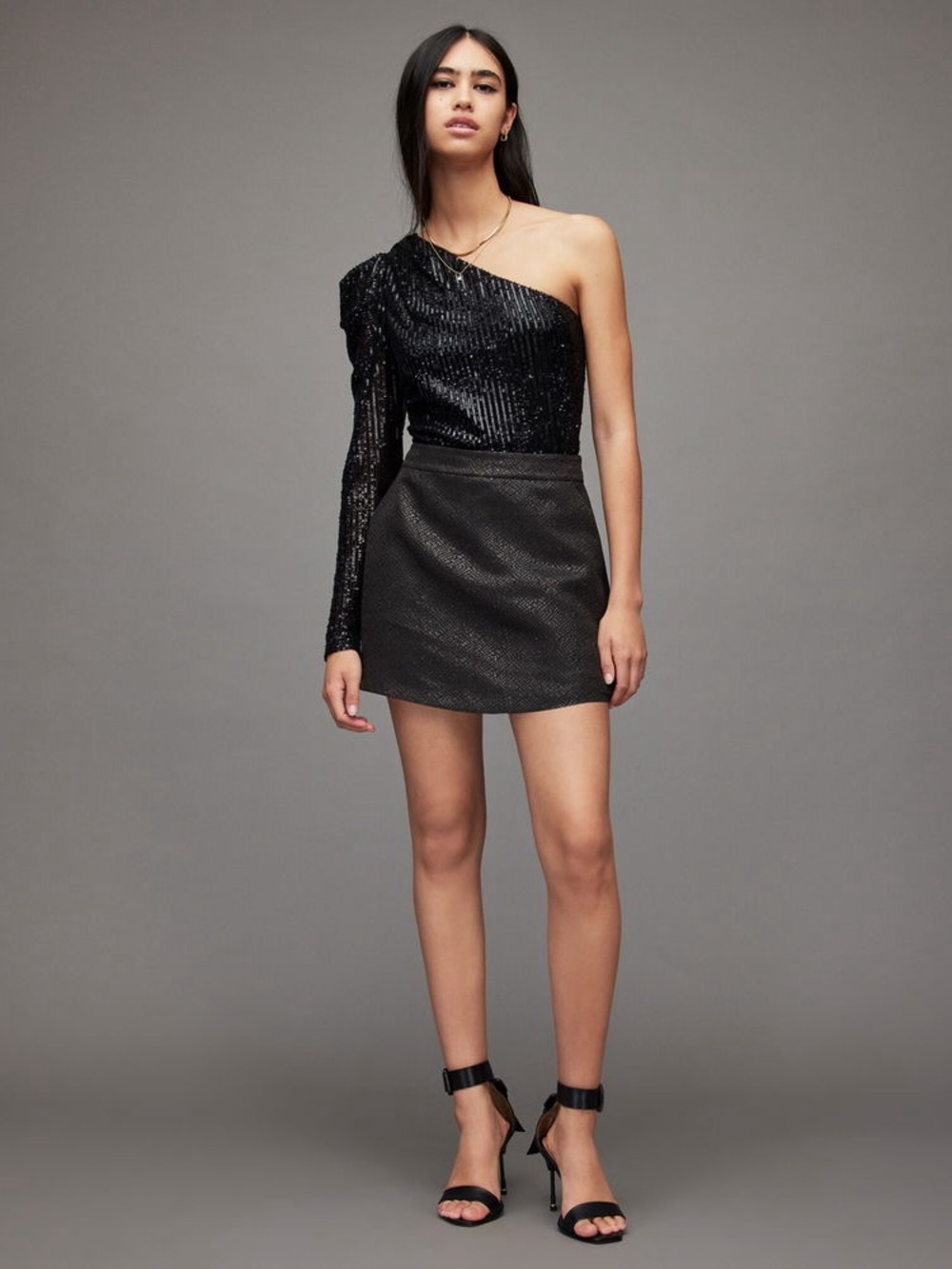 All Saints Astrid Skort Black Metallic